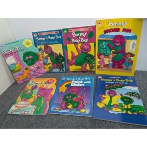 Lot Of 7 NEW Vintage 90's Barney Coloring Sticker Books Magic Water Color NOS